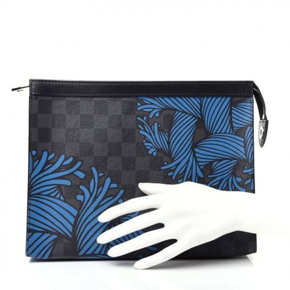 Louis Vuitton Pochette Rope Voyage Blue Black Damier Graphite Canvas Weekend - Picture 2 of 12